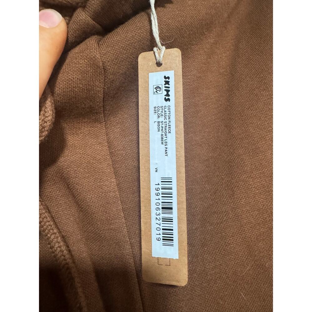 NWT SKIMS Cotton Fleece Straight Leg Pants Bison L Oversized Limited Edition - Picture 11 of 11